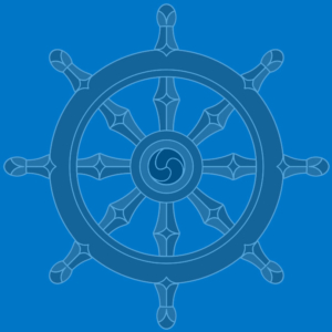 HappyMonksPublication - Dharma Wheel - blue