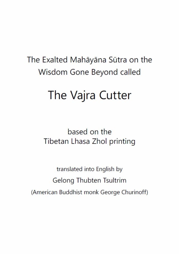 HappyMonksPublication - The Vajra Cutter Sutra - front